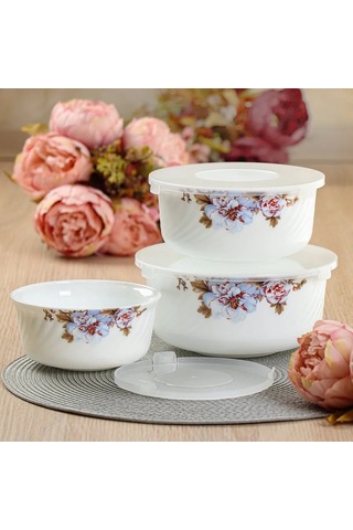 Daniks Cam Seramik Kapaklı 3 Parçalık Salata Kasesi Seti, Orlean 187270230 Yeşil