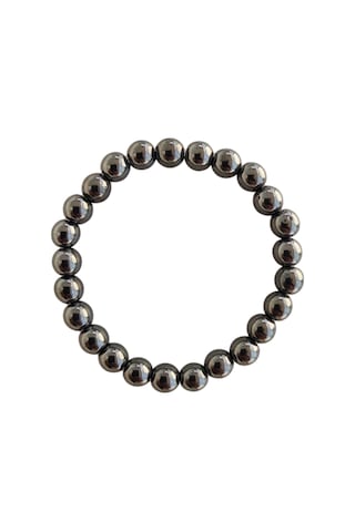 Dogal Taş Hematit Unisex Bileklik Metalik Gri