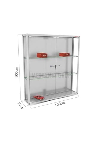 Camlı Vitrin - Camlı Dolap - Camlı Koleksiyon Vitrini 100X100X15 (528132205) Gri