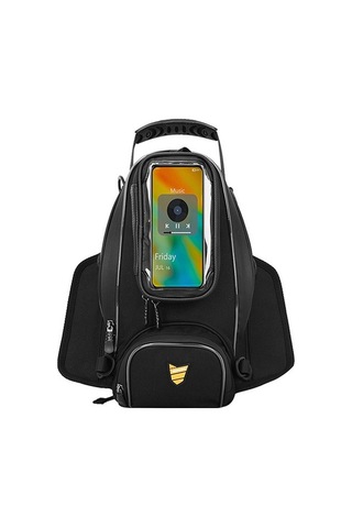 Çoğu Cross-sürüş Motosikletine Uygun Telefon Tutuculu Çok Fonksiyonlu Motosiklet Tankı Çantası Siyah