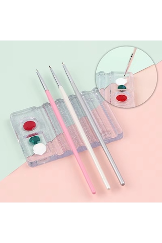 Manikür Protez Tırnak Fırça Standı Ve Renk Paleti Şeffaf