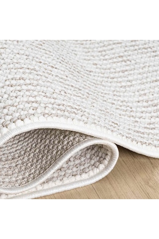 Krem Bukle Dokulu Düz Renk Modern Halı - Bk0360 Bej
