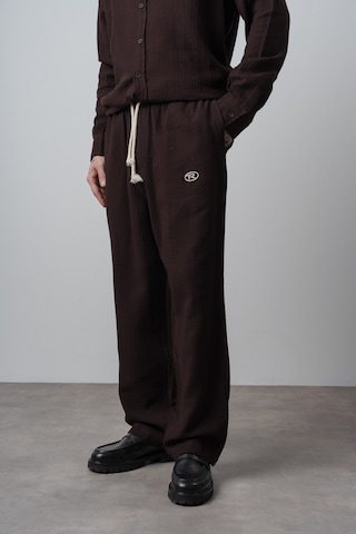Respire Erkek R Nakışlı Müslin Baggy Pantolon Acı Kahve Kahverengi