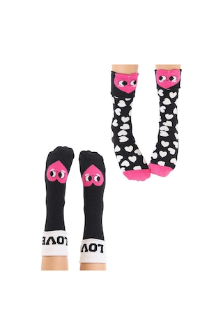 Denokids Mshb&g Love Kız Çocuk 2li Soket Çorap Takım Renkli