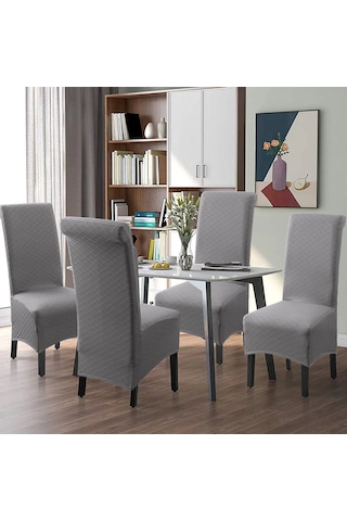 Gajeena Geniş Boyutlu Su Geçirmez Lastikli Sandalye Örtüsü - Otel & Banket İçin Dayanıklı Paspas Desenli Koltuk Kılıfı Açık Gri DiğER