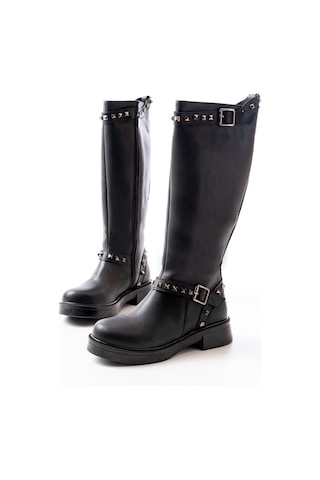 02-307 Siyah Düz Topuklu Günlük Bayan Binici Çizme Resimdeki Renk