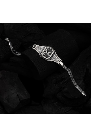 3 Hilal Armalı 925 Ayar Gümüş Erkek Bileklik
