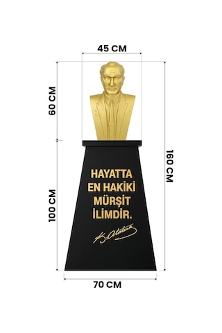 Atatürk Büstü 60cm Fiber + Kaide 100cm İlkokul Modeli