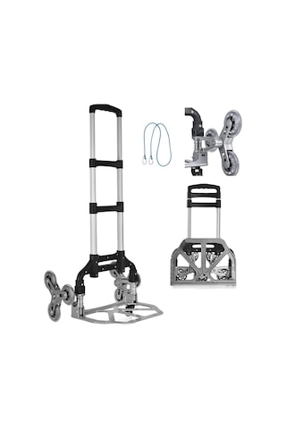 Pro Seri 6 Tekerli 80kg Kapasiteli Merdiven Çıkabilen Katlanır Taşıma Arabası Koli Yük Paket Aracı