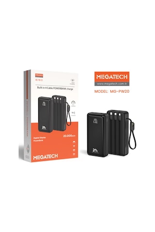 Megatech Mg-pw-20 20.000 Mah Siyah Powerbank Digital Göstergeli