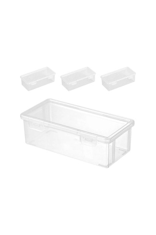 Ganzhoushop 4 Adet Büyük Kapasiteli Şeffaf Plastik Kalem Kutusu, Çıtçıtlı Kapatma, Yığılabilir Kırtasiye Kutusu, Ofis Okul Malzemeleri İçin Sert Kalem Düzenleyici, Şeffaf