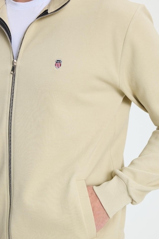 Tudors Erkek Slim Fit Dar Kesim Pamuklu Tam Fermuarlı Çift Cepli Dik Yaka Krem Sweatshirt Hırka-41890 Krem