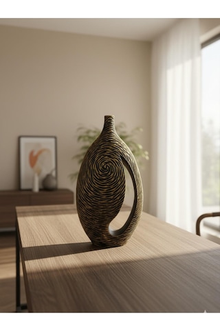 Dikey Formlu Dekoratif Vazo - Minimal Tasarım 47x38x6 Çok Renkli