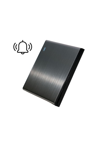 MERALLI INOX aydınlatmalı zil butonu, hakiki fırçalanmış paslanmaz çelik, çerçevesiz 86×86 Modüler kasa dahil