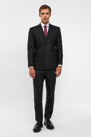 SÜVARİ Siyah Slim Çizgili Sivri Yaka 6 Drop Takım Elbise