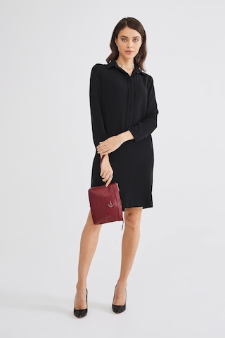 Deri Company Kadın Basic Clutch Çanta Monogram Desenli Logolu Bordo Siyah (4010B) 214009 Bordo - Siyah