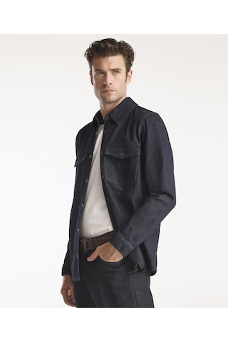 Yargıcı Erkek Denim Gömlek Koyu İndigo