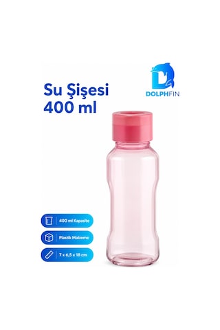 Pembe Su Şişesi 400 Ml Plastik Suluk Günlük Kullanım Cok Renkli