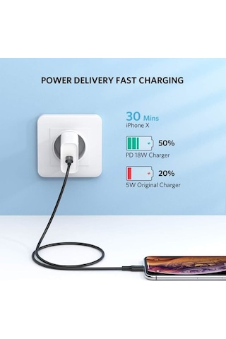 Ugreen iOS iPhone Uyumlu Type-c To Lightning Data Ve Şarj Kablo