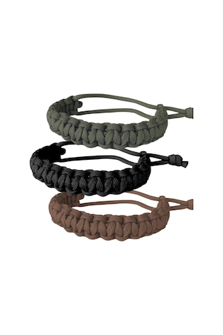Taktik 3'lü Paracord Survival Bileklik Siyah-haki-kahverengi Çok Renkli