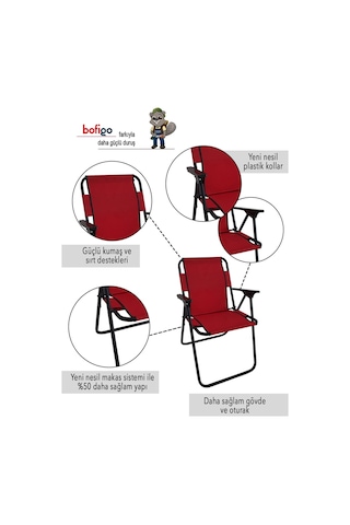 Bofigo Kamp Sandalyesi Katlanır Sandalye Piknik Sandalyesi Plaj Sandalyesi Kırmızı. Kırmızı