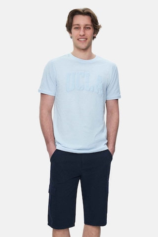 Ucla Culver Gök Mavi Bisiklet Yaka Baskılı Standard Fit Erkek Tshirt Gök Mavi