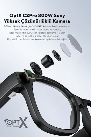 Akıllı Gözlük Yapay Zeka Aı , Kamera, Bluetooth, Müzik, Ipx5