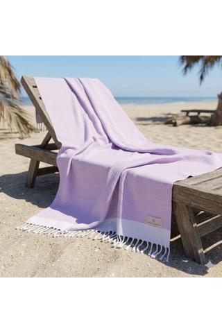 Premium%100 Pamuk Battal Boy Peştemal 100x180 Cm Lüks Plaj Havlusu, Hızlı Kuruyan Kum Tutmaz Şezlong Havlusu, Hafif Seyahat İçin İdeal 1, Lila Açık