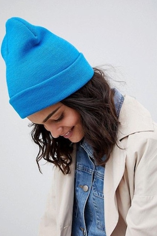 Unisex Kışlık Turkuaz Katlamalı Bere Turkuaz