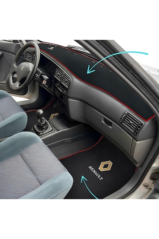 Renault 19 Europa Nakış İşlemeli Oto Halı Paspas & Torpido Koruma Halısı