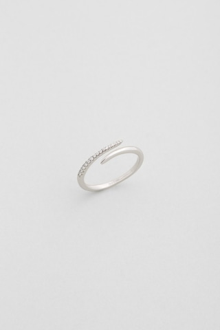 Liora 18 Ayar Beyaz Altın Kaplama Ayarlanabilir Gümüş Yüzük Beyaz