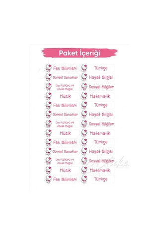 Okul Ders Etiketi Hello Kitty Temalı 26 Adet 8 Cm Okul Ders Etiketi Diğer
