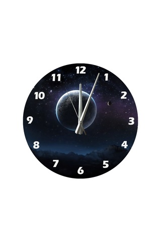 Ti-play Evren Ve Gezegen 30x30cm Akrilik Dekoratif Modern Duvar Saati ÇOk Renkli