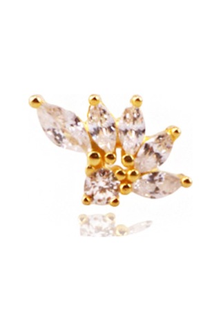 Liu S 25 Şık Gümüş Piercing 925 Ayar, Altın Kaplama, Zirkon Taşlı Ms3840 Altın