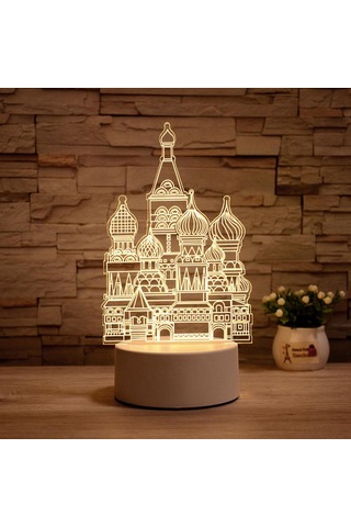Youmex Kale Desenli 3d Led Gece Lambası - 3 Renk Seçeneği, Dokunmatik Kontrol, Usb Şarjlı, Çocuk Odası Dekorasyonu Beyaz