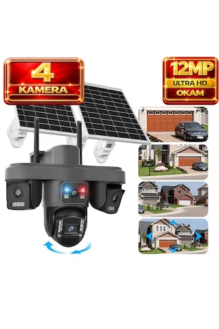 O-kam Ok335 Premium Serisi 12mp 4 Kameralı 4g Çift Solar Panel Gece Görüş 1 Yıl Turkcell +128gb Hafıza