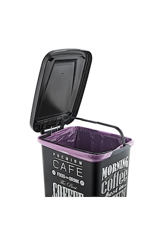 Güvenlipazar Plastik Slim Pedallı Çöp Kovası Siyah Mermer 25 L Siyah Mermer