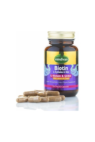 Mindivan Biotin & L-Sistein & Çinko 60 Kapsül 500 MG