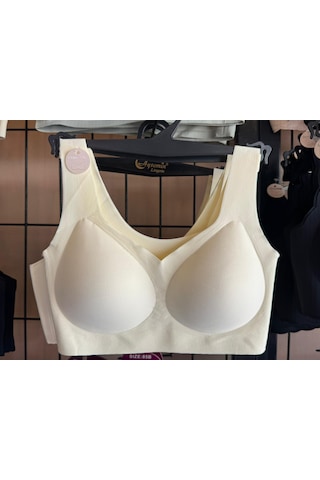 Dikişsiz Lazer Kesim Geniş Askılı Kopçasız Konfor Sütyen Bralette Best Bra Lazer84 Ekru