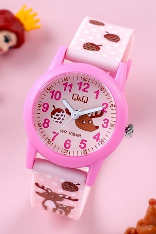 Q&Q V22A-015VY Su Geçirmez Rakamlı Kız Çocuk Kol Saati