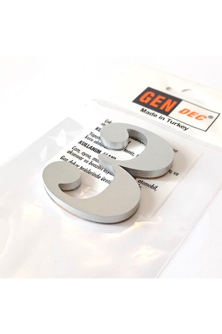 Gendec Kapı Numarası 7Cm No:3 Metalik Gri Kendinden Yapışkanlı Nu