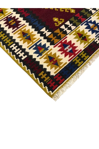 El Dokuma Sıfır Yahyalı Kilim 110x200 Kök Boya %100 Yün Yolluk Kilim Renkli