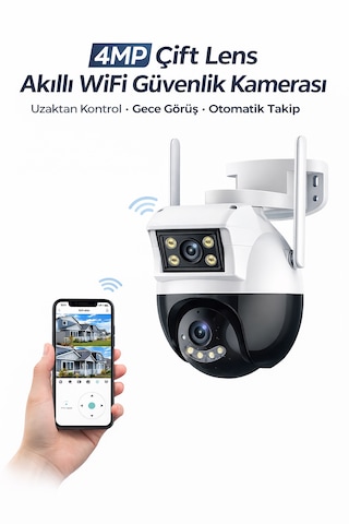 4mp Çift Lens Wifi Güvenlik Kamerası Otomatik Takip Gece Görüş Ip66 Dış Mekan Uyumlu