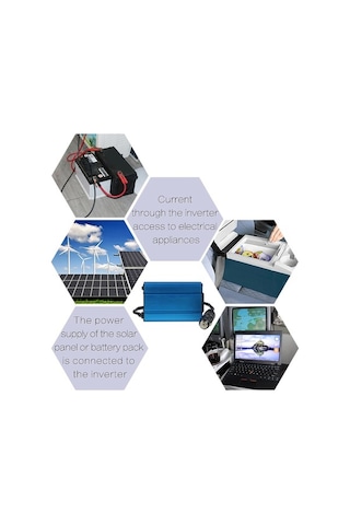 Supermarket1 Arac Inverteri Mavi 12v-220v 400w Sürekli Güç 2 Usb Ac Çıkışı Ev Aletleri İçin