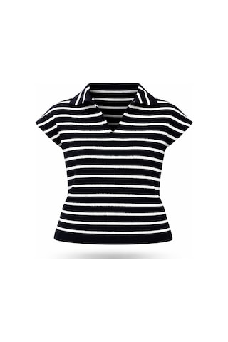 5in1Canpolat Lacivert Polo Yaka Çizgili Triko 5224
