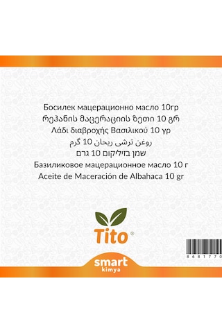 Tito Fesleğen Maserasyon Yağı Ocimum Basilicum 10 G