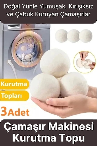 Sürtünme Engellen Kırışıklık Azaltıcı Çabuk Kuruma Yün Çamaşır Makinesi Kurutma Topu Yumuşatıcı 3'lü Çok Renkli