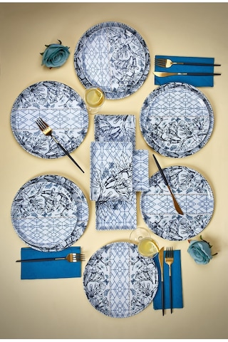 Porland Papılıo Karma Ikram Ve Kahvaltı Takımı 18 Parça Mavi