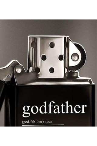 Bk Gift Godfather Tasarımlı Renkli Baskılı Siyah Benzinli Metal Çakmak Çok Renkli