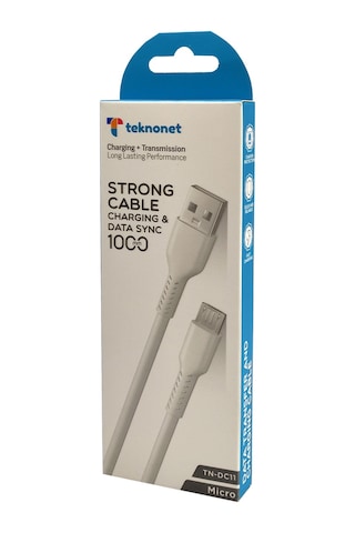 Teknonet TN-DC11 2.4 A Plastik Micro Şarj Ve Data Kablosu 100 CM Beyaz